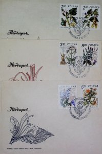 3 FDC Poland Botany Flowers X880-