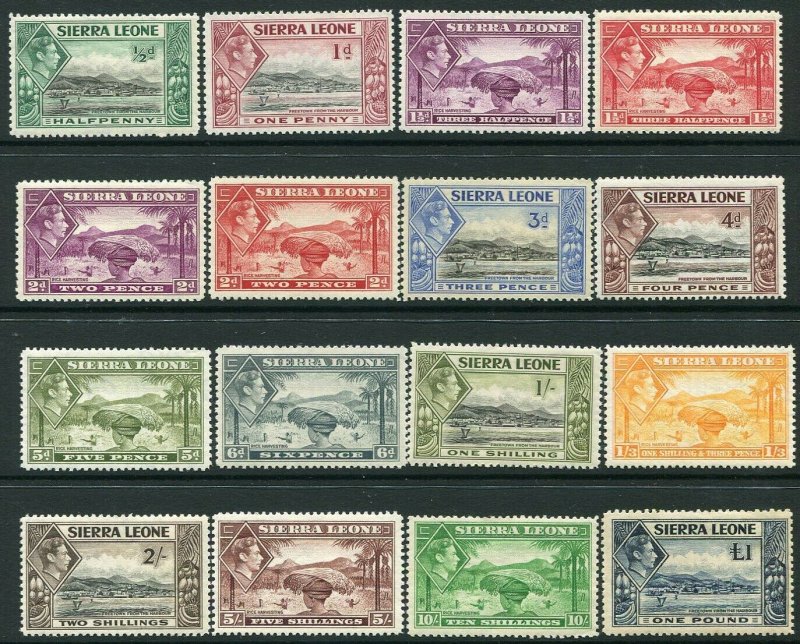 SIERRA LEONE-1938-44 Set to £1 Various Incl. top value with toned gum Sg 188-200