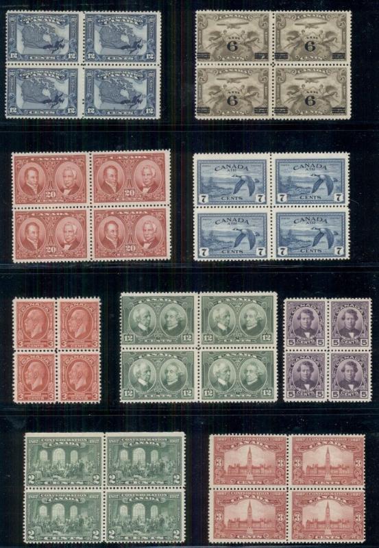 CANADA 1917/1951, Group of 50 mint blocks incl. some plate blocks, Scott $1,718.