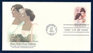 UNITED STATES FDC 15¢ Helen Keller 1980 Fleetwood