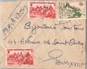 French West Africa 1F Donkey Caravan, Senegal (2) and 10F Colonial Soldier 19...