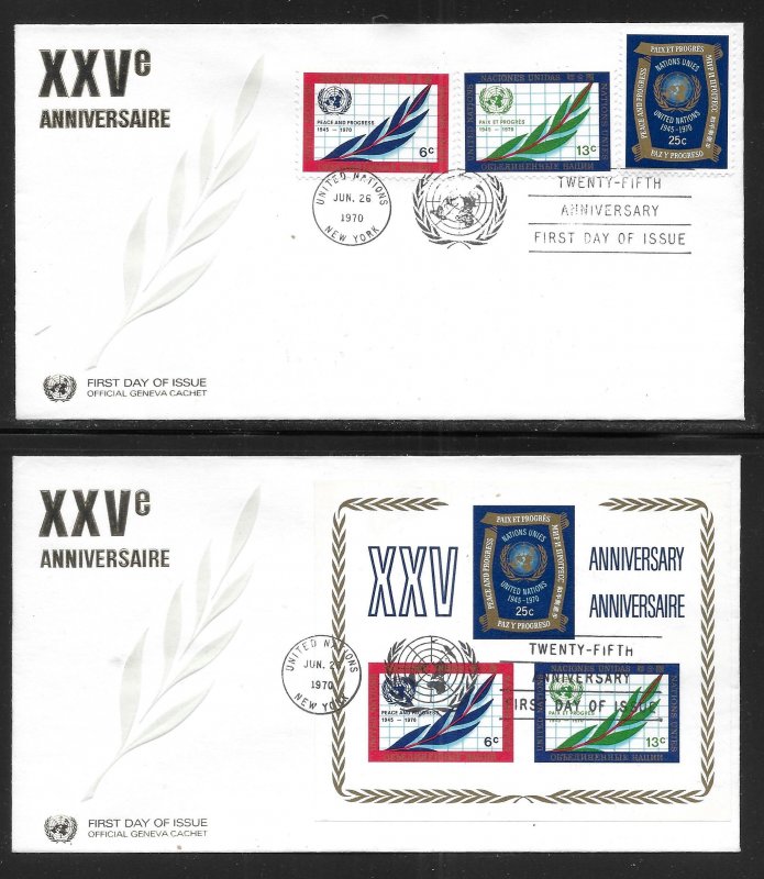 United Nations NY 209-12 25th UN Geneva Cachet FDC First Day Cover NY Cancel
