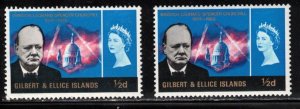 GILBERT & ELLICE ISLANDS Scott # 106 x 2 MH - QEII & Sir Winston Churchill