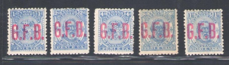 1893 Tonga - Stanley Gibbons # O1/O5 - MH*