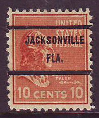 Jacksonville FL, 815-71 Bureau Precancel, 10¢ Tyler