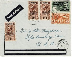 French Equatorial Africa 1938 Fort Auchambault cancel on airmail cover to the US