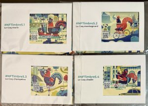 France 2025 Series Of 4 NFTStamps 5.1, 5.2, 5.3, 5.4 French Roosters 8,000 Sets