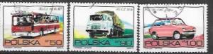 Poland # 2110 - 13  Set of 3 Issued 1973, Bus, Truck, Car