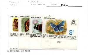 Guernsey, Postage Stamp, #218-221 Mint NH, 1981 Butterfly (AB)