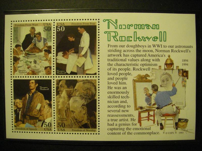 Scott 2840, $2 Norman Rockwell - 4 Freedoms, MNH Beauty