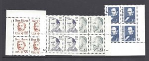 US Scott # 2193, 2194, 2195, & 2196 Great American Plate Blocks of 4 MNH