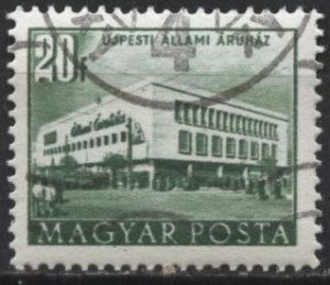 Hungary 1051 (used cto) 20f department store, Újpest, dk grn (1953)