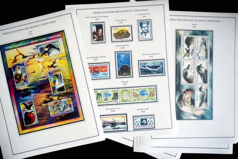 COLOR PRINTED TAAF: FRENCH ANTARCTICA 1955-2010 STAMP ALBUM PAGES (104 il.pages)