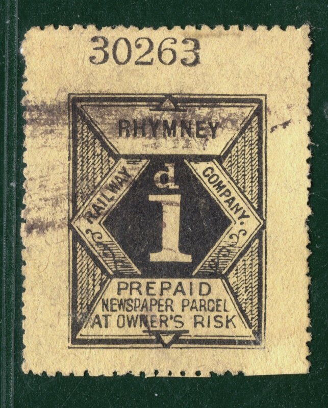 GB Wales RHYMNEY RAILWAY Newspaper Parcel Stamp 1d Used YOW197