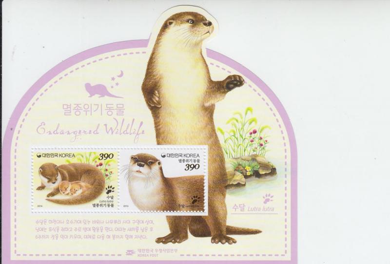 2016 South Korea Otters Endangered Animals SS (Scott NA)