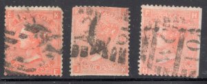 Great Brittain #43 used --- WMK 23 -- Plate #12 -- 3 stamps with special cancel