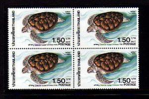 THAILAND - 1986 - GREEN  TURTLE - MINT - BLOCK OF 4!