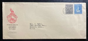 1939 St Johns Newfoundland Tourist Development Cover To Detroit MI Usa