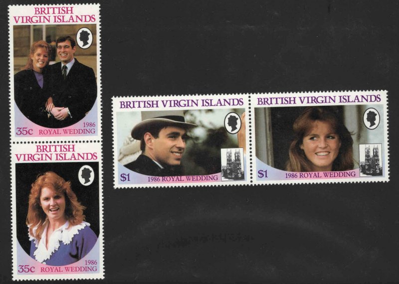 British Virgin Islands Scott 537-540 MNH** stamp pairs Royal wedding set