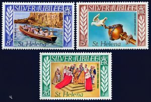 St.Helena 1977 Sc#311/313 SILVER JUBILEE Q..E.II/BOAT/DOVE Set (3) MNH