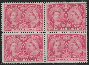 Canada 53  1897  3 cent in block 4  fine mint nh