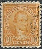 US 591 (used) 10¢ James Monroe (perf. 10) (1925)