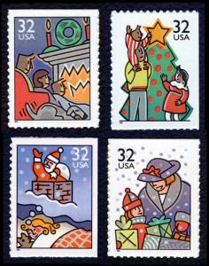 #3113-3116 32c Chrsitmas: Family Scenes, Singles, Mint **ANY 4=FREE SHIPPING