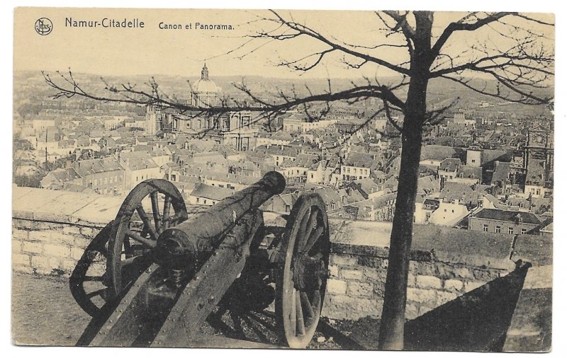 German World War 1 Feld Post 1918 to Ebenhausen PPC Citadelle of Namur Cannon