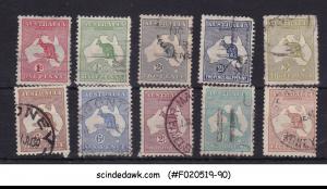 AUSTRALIA - 1913-24 SELECTED KANGAROO STAMPS - 10V - USED CV=240.00USD