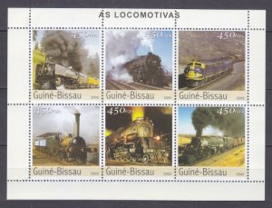 Guinea-Bissau MNH S/S 2644-9 Locomotives 2003 6 Stamps