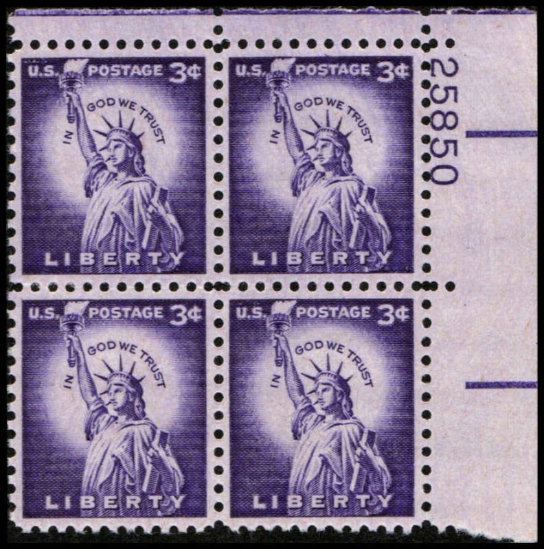 US #1035c LIBERTY MNH UR PLATE BLOCK #25850