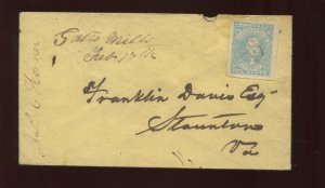 Confederate States 2e Used on Cover from Galts Mills to Staunton VA (CV 1093)