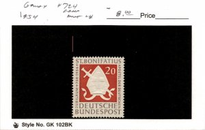 Germany, Postage Stamp, #724 Mint LH, 1954 Bishops Miter Sword (AB)