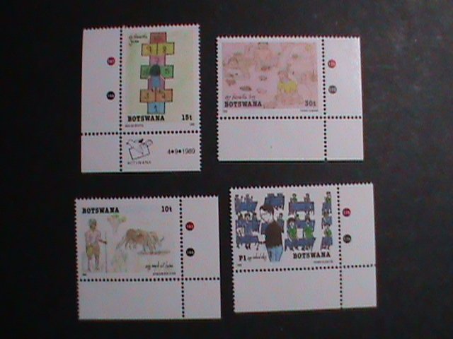 BOTSWANA STAMP 1989 SC#460-3   CHILDREN DRAWINGS MNH STAMP SET   RARE;