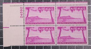 Scott C46 80 Cents Hawaii Plate Block Of 4 MNH UL #24592 SCV $19.00