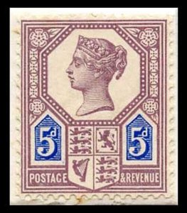 5d Jubilee Die 1 on Original piece from the Stamp Committee Book SUPERB COLOUR