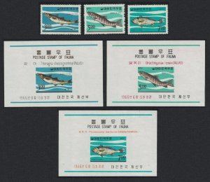 Korea Rep. Pollack Lenok Croaker Korean Fishes 3v+3 MSs 1966 MNH