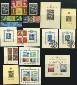 CROATIA WWII German Occupation Postage Souvenir Sheet Block Stamp Collection MNH 