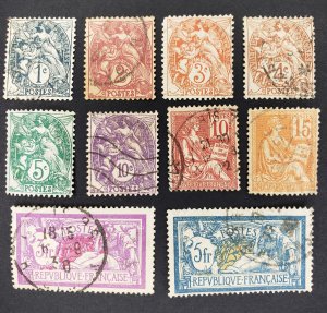 France, Scott #109-113, 115-117, 129-130, AVG-VF used, some small flaws