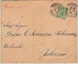 French Colonies: TUNISIE  Tunisia-  POSTAL HISTORY: COVER to PALERMO, ITALY 1905