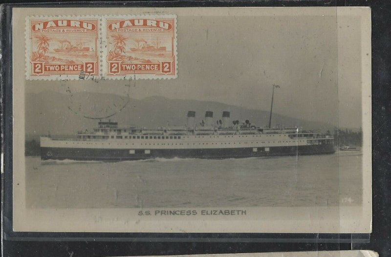 NAURU COVER (P1501B)  2D STEAMER, BOAT PR ON UNSENT SS PRINCESS ELIZABETH PPC 