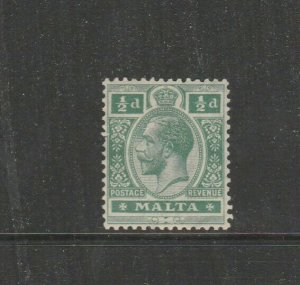 Malta 1921/2 Script CA 1/2d Fresh MM SG 98