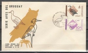 Uruguay, Scott cat. 754, 756. Bird Values. First day cover. ^