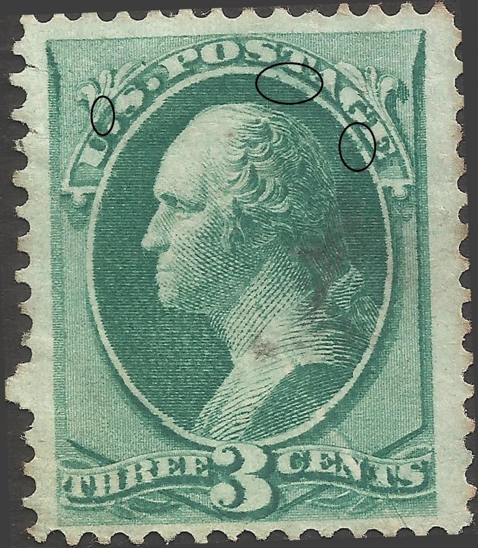 # 184 Olive Green Unknown Ink Minor Fault Used George Washington