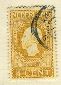 NETHERLANDS; 1913 early Independence issue fine used 3c. value