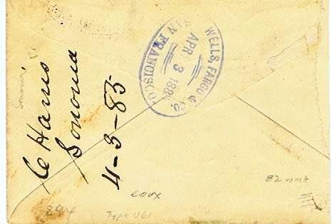 1888 Wells Fargo Express Cover – Sonoma to San Francisco – Scott U311
