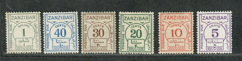 Zanzibar Sc#J18-J23 M/HH/VF, Postage Due, Cv. $62