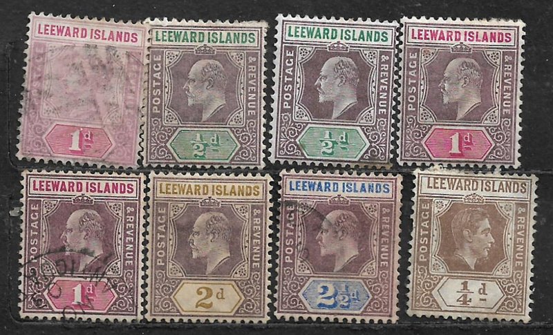COLLECTION LOT OF 8 LEEWARD ISLANDS 1890+ CLEARANCE CV + $25 UNCKECKED