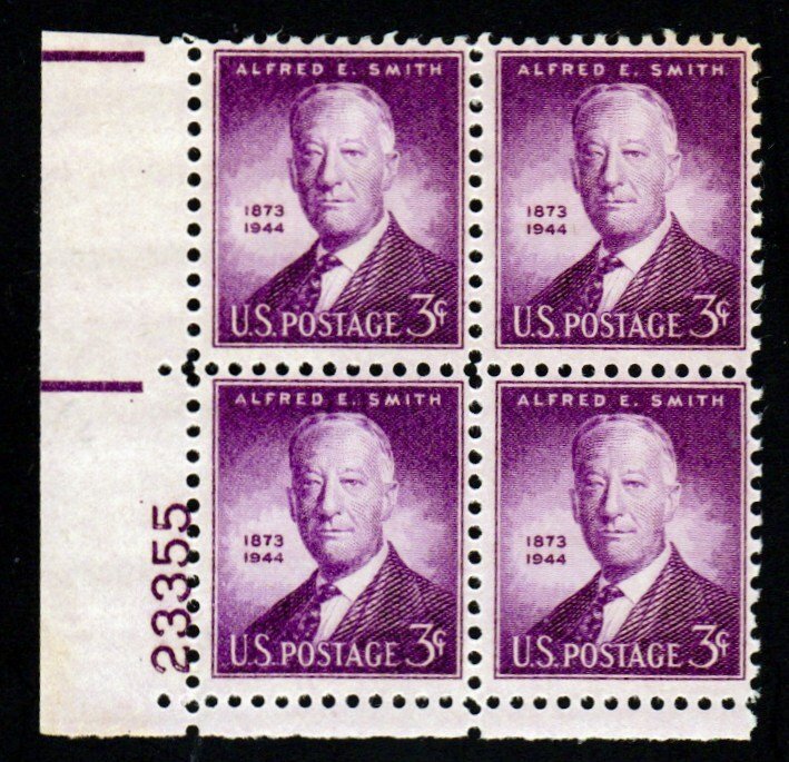 SC# 937 - (3c) - Alfred E Smith - MNH Plate Blk/4 - LL # 23355