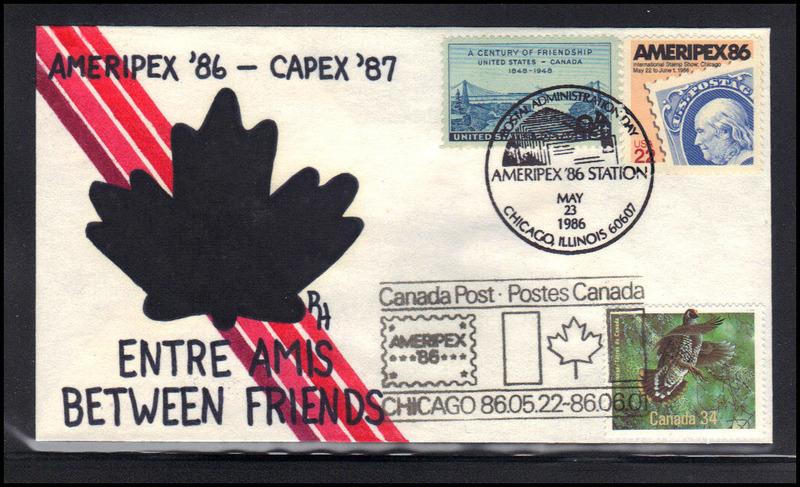 Cover US-Canada Stamps/3 AMERIPEX '86-CAPEX '87 (Cachet-U/A) BoxCV0387